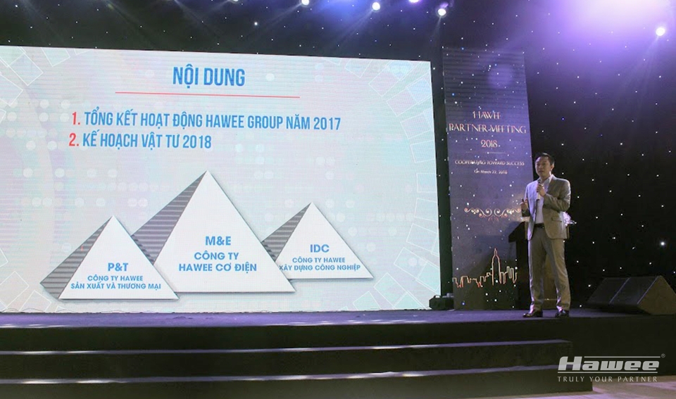 Ông Lê Vũ Long- Giám đốc Hawee Cơ điện tổng kết hoạt động kinh doanh 2017 và  cơ hội hợp tác trong năm 2018